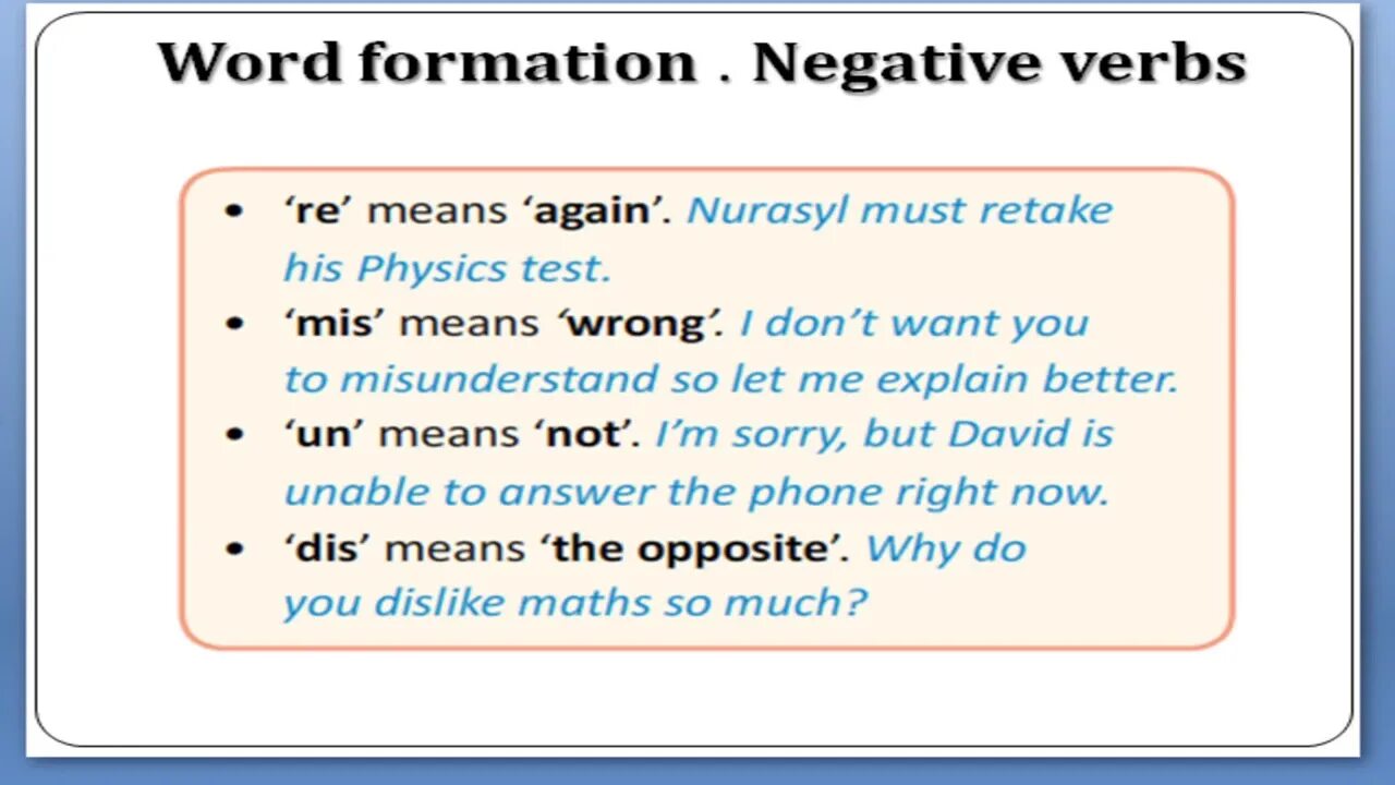 Word formation 4. Negative verbs. Word formation verbs. Negative Words. Negative verbs правило.
