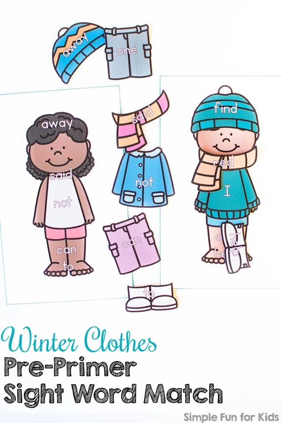 Winter clothes Printable for Kids. Winter clothes Craft for Kids. Winter clothes Match. Winter clothes for Kids activities.