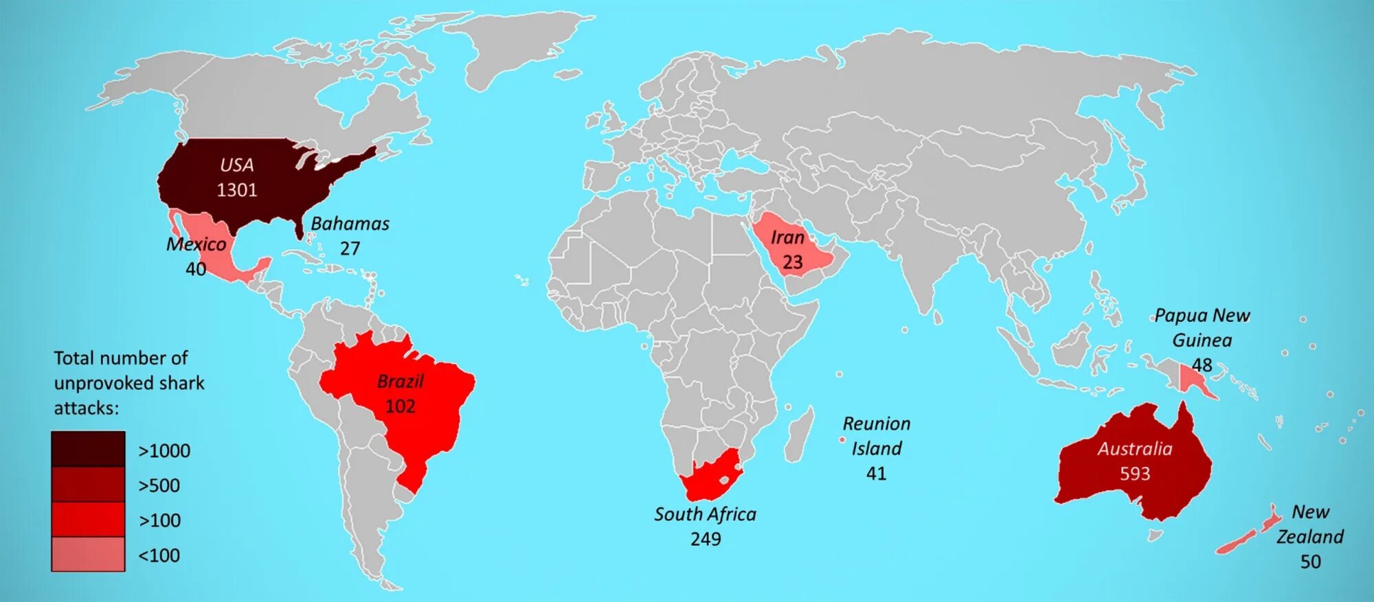 Карта нападения акул. Карта нападения акул в мире.