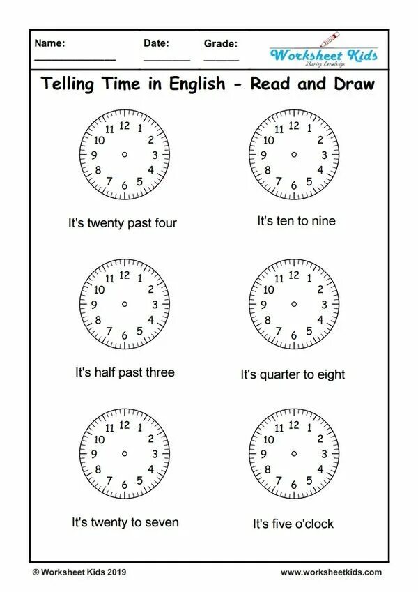 Telling the time worksheet