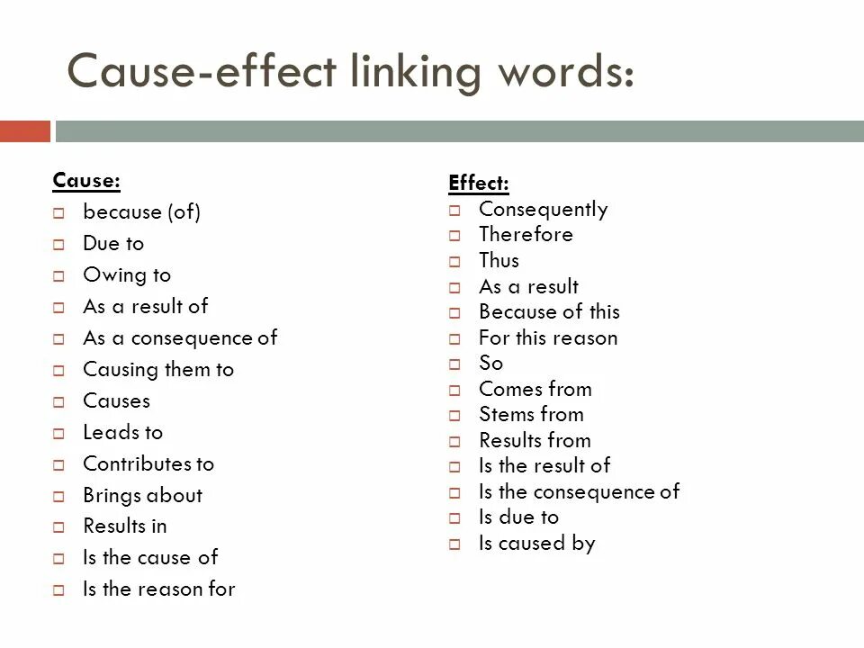 Linking Words cause and Effect. Connectors в английском языке. Cause Effect группа. Cause and Effect linkers.