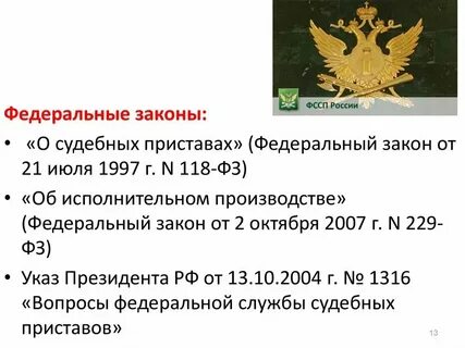 Фз о федеральной службе судебных приставов
