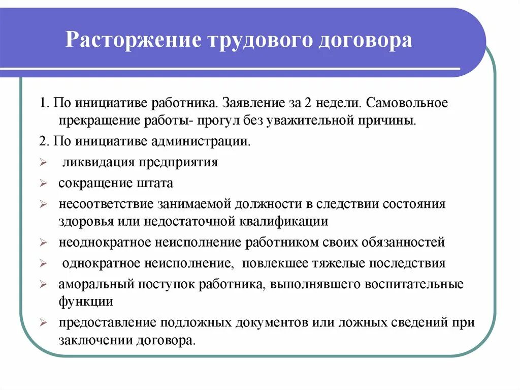 Условия трудового договора обществознание. Порядок прекращения трудового договора. Условия расторжения трудового договора ЕГЭ. Расьрржентеттрудового договора. Прекращение друтовоготдогвора.