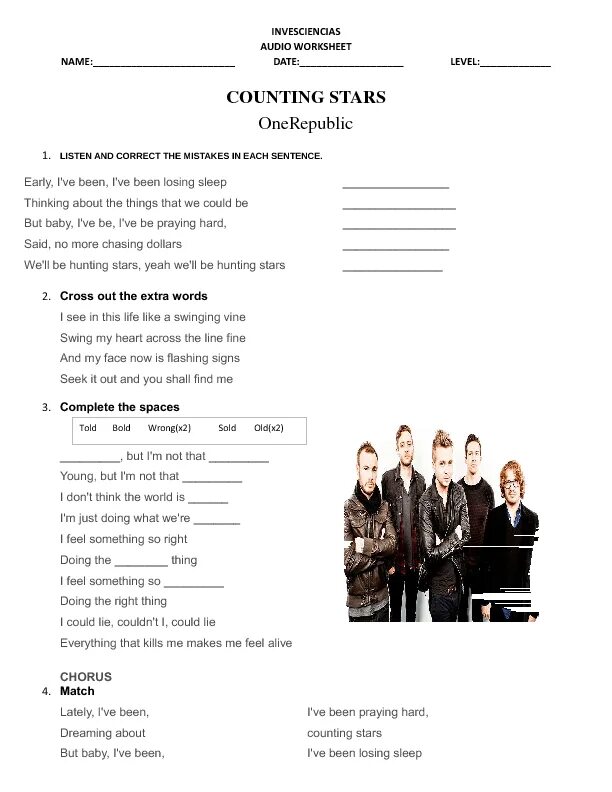 Onerepublic counting stars текст. Counting Stars текст. Counting Stars ONEREPUBLIC текст. Песня counting Stars текст. English Songs Worksheets.