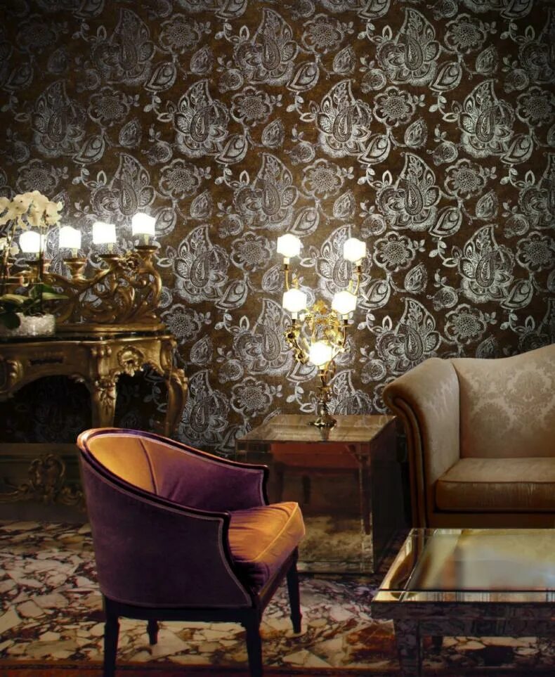 Дорогие обои в интерьере #wallpaper #wallcovering #wallpapers #wallcoverings #tapeten #papierpeint #papel