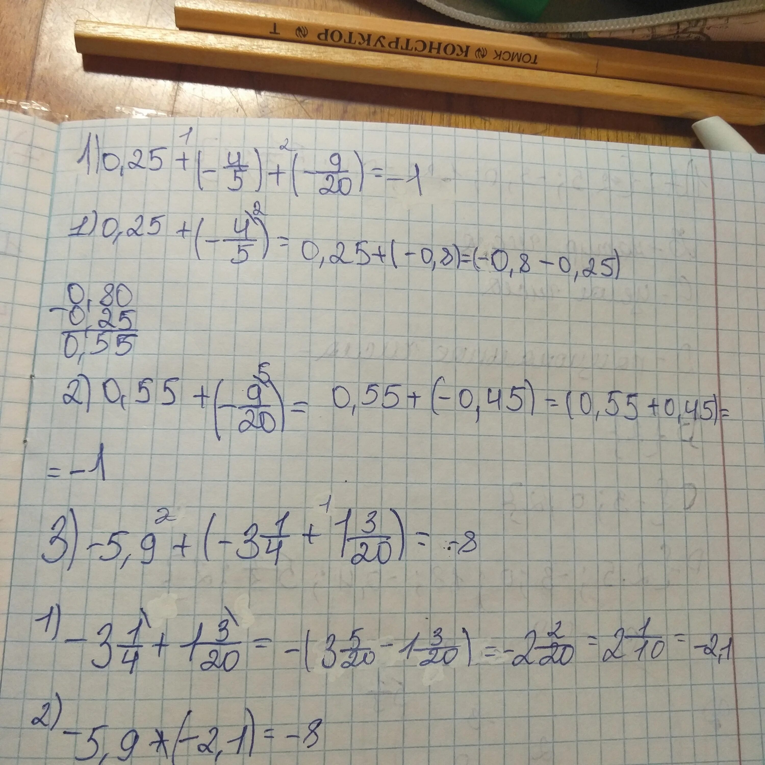 -0,5+2,4. (1 9/20+3/4)×5/1. 4 1/8-6 2/9+(-3 1/6)-(-5 3/4). (-3,25+(-1 3 4))+(-1 2 3(-1 4 9.