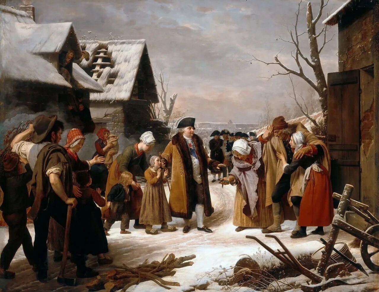 Художник Луи Эрсан. Людовик XVI раздает милостыню. Людовик 16 и крестьяне. Крестьяне во Франции 18 века.