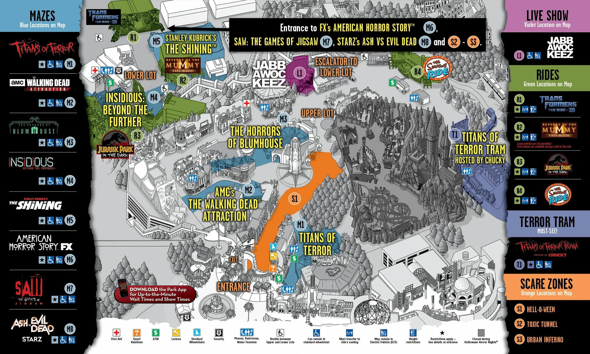 Юниверсал Студиос Голливуд Хэллоуин. Universal Studios Hollywood карта. Horror Halloween Map.