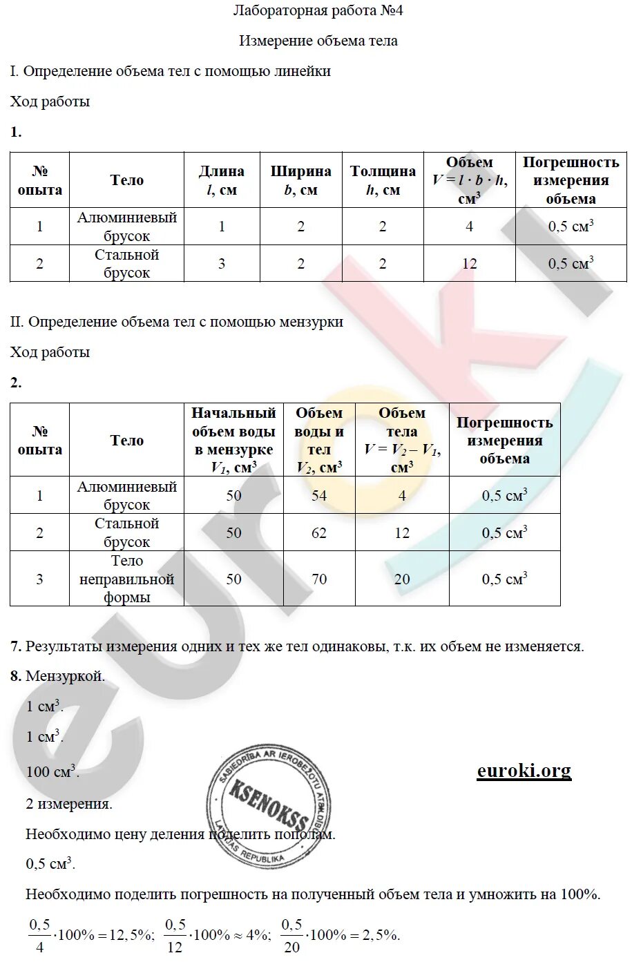 Физика седьмой класс лабораторная работа номер пять. Физика 7 класс лабораторная работа измерение объема тела. лабораторная работа по физике 7 класс измерение объема тела таблица. измерение объема тела лабораторная работа 7 класс таблица. лабораторная номер 4 по физике 7 класс измерение объема тела.