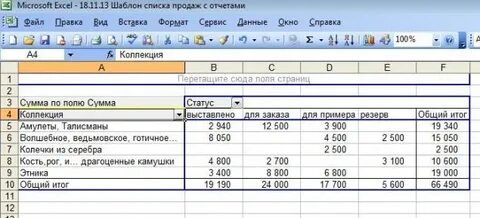 Отчеты в экселе