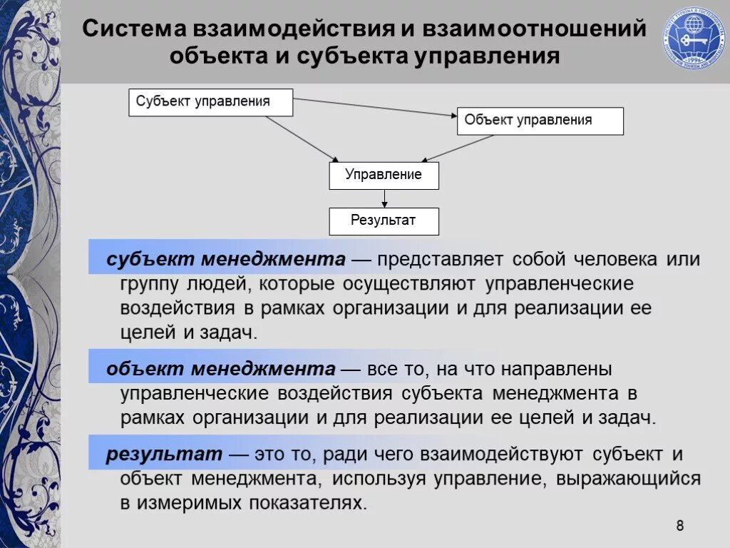 Субъект и объект управления. Субъект и объект менеджмента. Взаимосвязь объекта и субъекта управления. Схема взаимодействия субъекта и объекта управления.