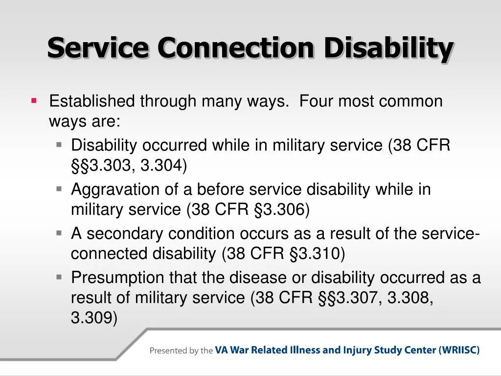 Va services. Presumptive credits. Established related