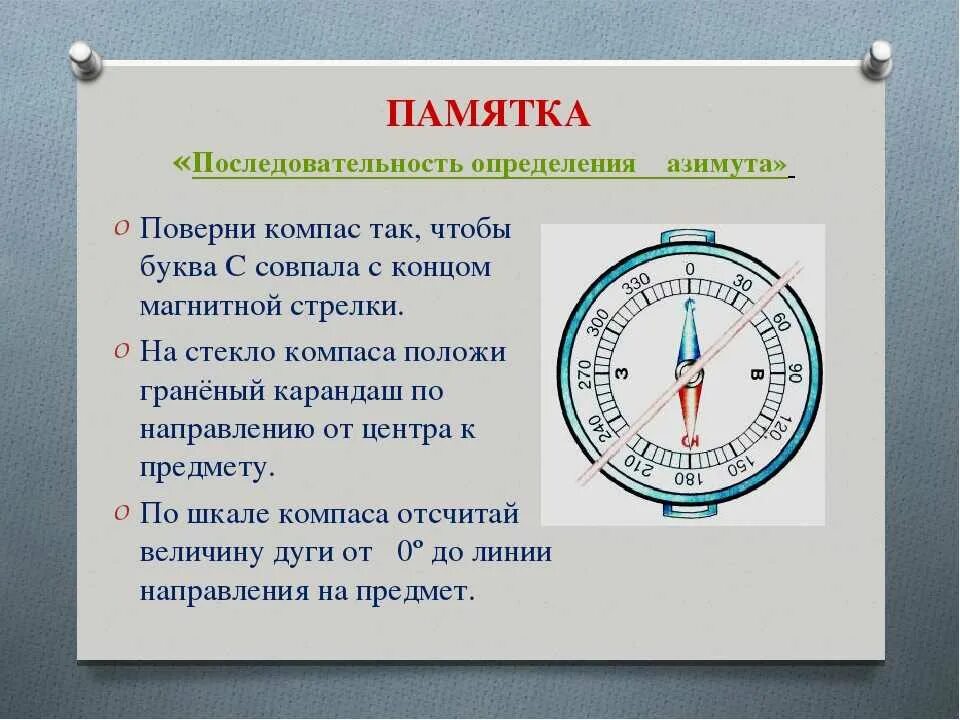 Установите последовательность работы с компасом
