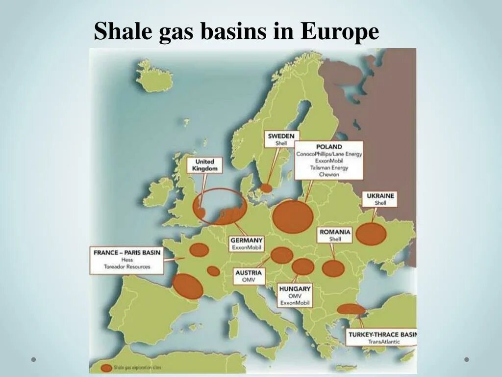 Добыча нефти в европе. Залежи сланцевого газа в Европе. Сланцевый ГАЗ В Европе карта. Месторождения газа в Европе карта. Карта месторождений сланцевого газа в мире.