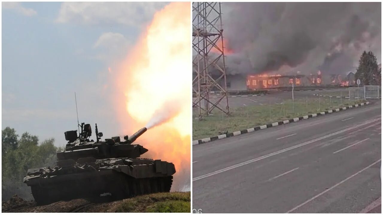 Колонна танков под Белгородом. Танки в Белгороде. Расстреливает беспилотники из танка.