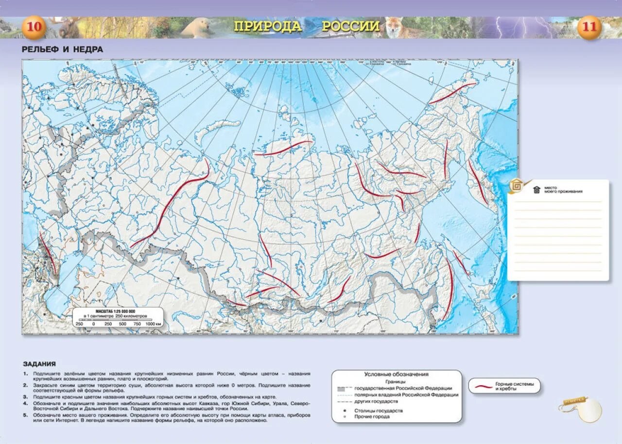 Контурная карта геологическое строение россии