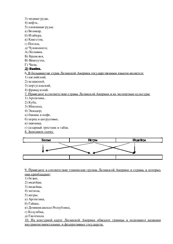 Тест сша 11 класс. Тест по Латинской Америке. Тест по географии латинская Америка. Тест США по географии 11 класс. Контрольная работа по Латинской Америке.