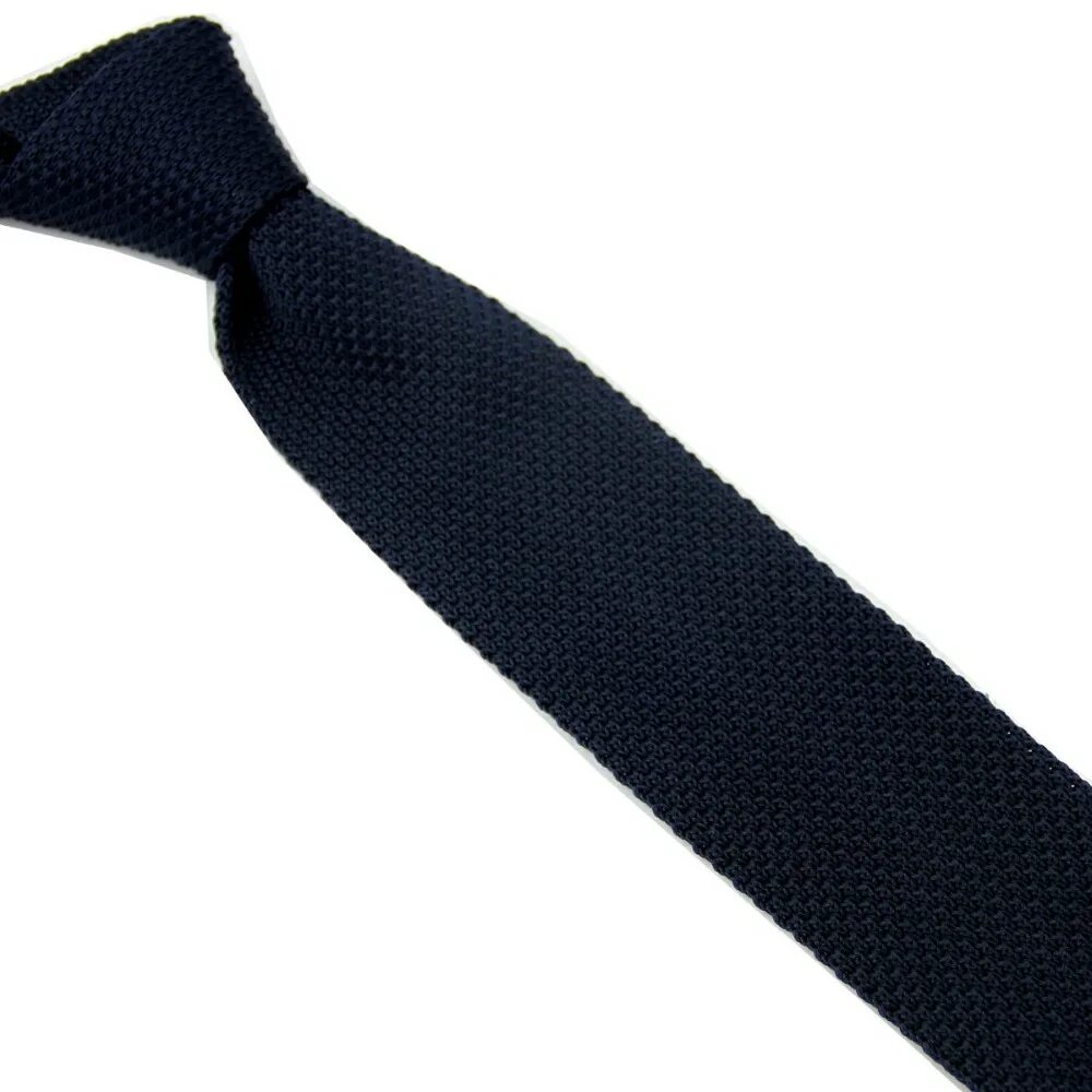 Трикотажный галстук. Вязаный галстук. Синий вязаный галстук. Темно синий галстук.