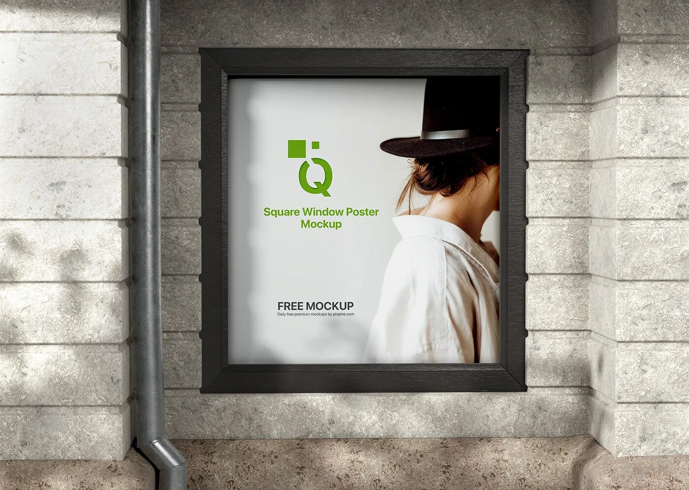 Window poster. Постер окно. square poster mockup. мокап постера квадрат. статический плакат.