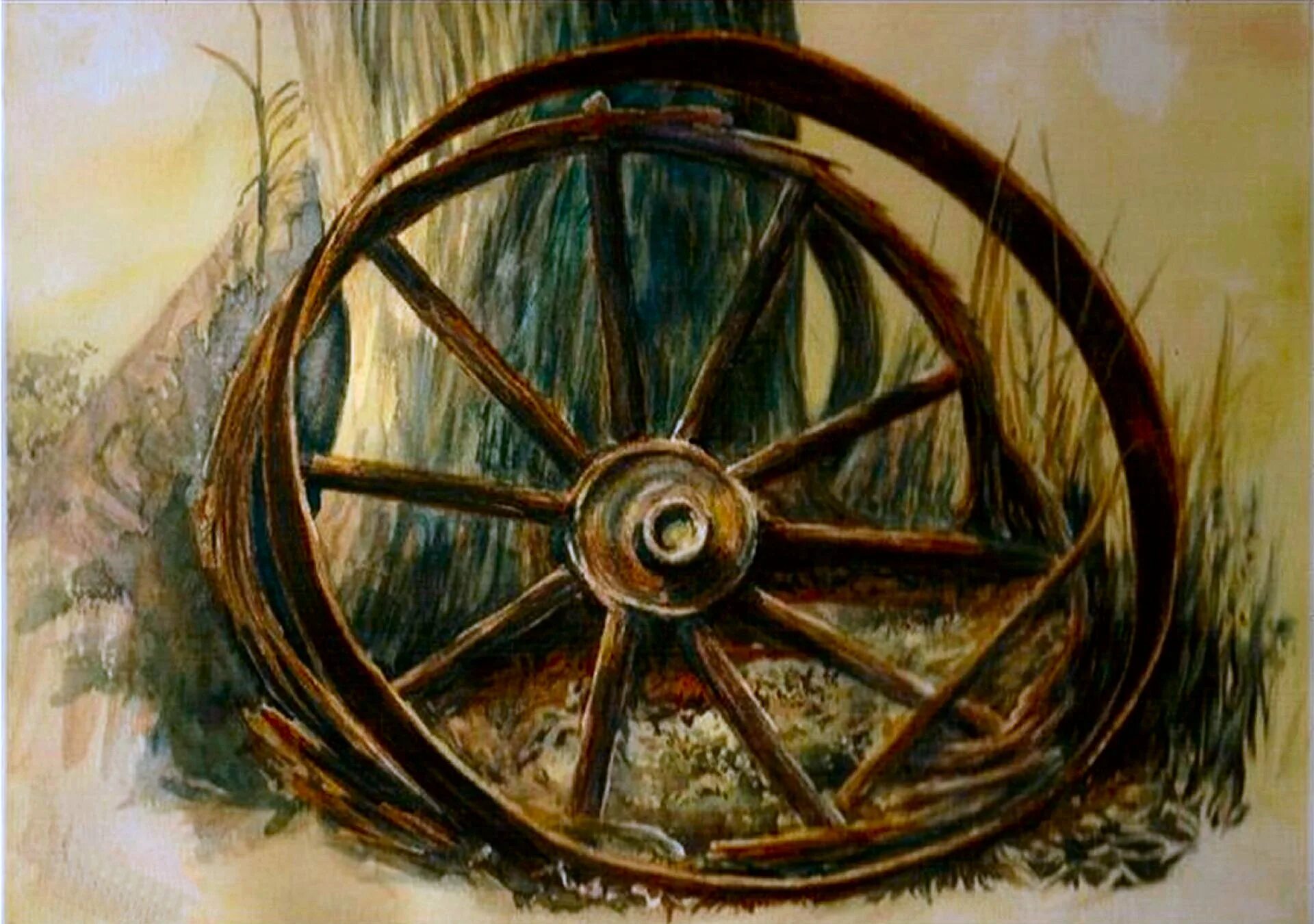 Колесо Лесли. Колесо живопись. Картина колесо. Живопись с деревянным колесом. Ветер телега