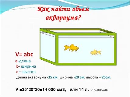 Аквариум 25 на 25 сколько литров
