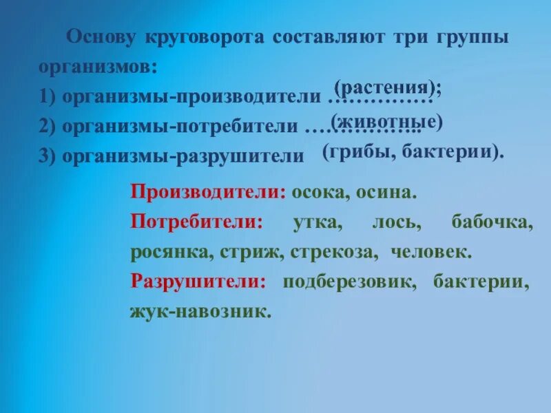 Организмы производители 3. 3 Группы организмов. 3 Производителя 3 потребителя 3 разрушителя.