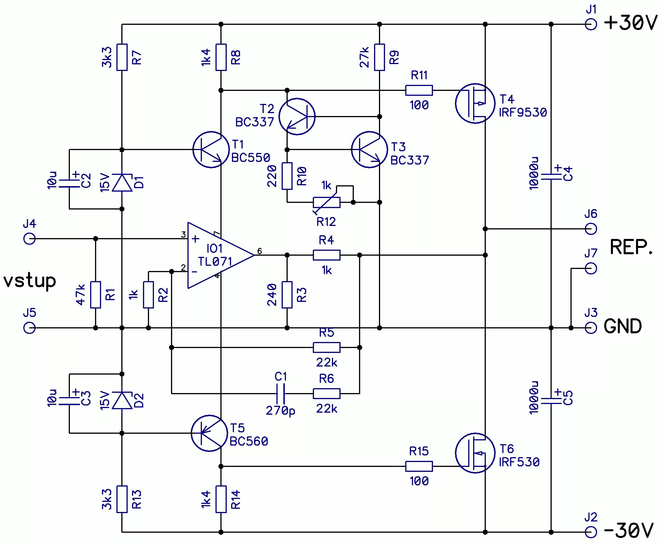 Мощность унч. Усилитель мощности на полевых транзисторах +-100в. Усилитель на irf530 irf9530. Схема усилителя на мосфет транзисторах. Усилитель мощности на мосфет транзисторах.