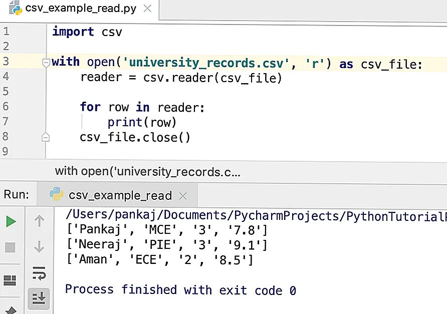 Чтение csv файла