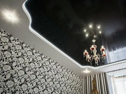 Черный натяжной потолок фото