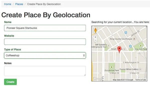 Создать place
