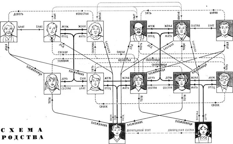 Кем приходится жена брата. Родственные отношения кто кому приходится схема полная. Родственные связи Древо схема. Родственные связи схема полная. Схема родства троюродных сестер и братьев.