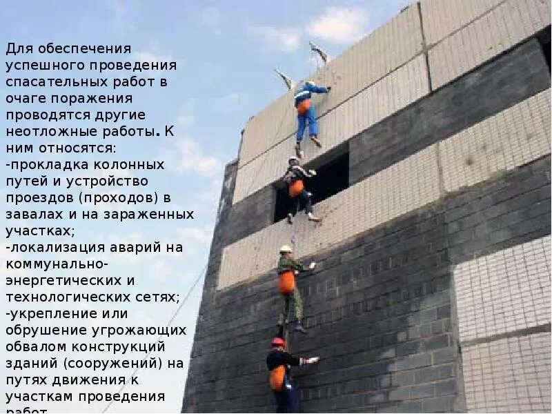 Спасательные работы в поврежденных зданиях. Спасательные и другие неотложные работы в очагах поражения. способы и приемы ведения спасательных работ. тактика ведения спасательных работ. прокладка колонных путей и устройство проездов в завалах.