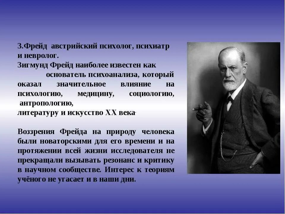 Фрейд основатель психоанализа. Австрийский психолог з. Фрейд.