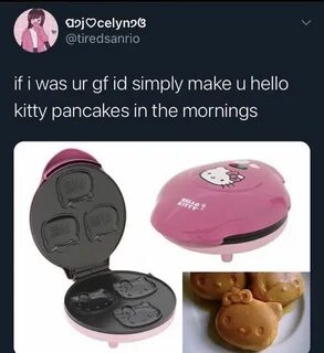 hello kitty sandwich maker and cookies on a white plate with the caption if...