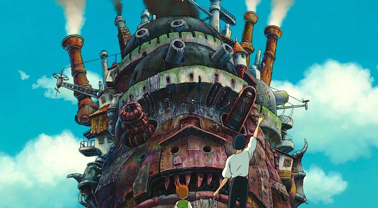 Шагающий замок. Миядзаки замок хаула. Ходячий замок 4к. Хаяо миядзаки ходячий замок война. Хаул ходячий замок миядзаки.