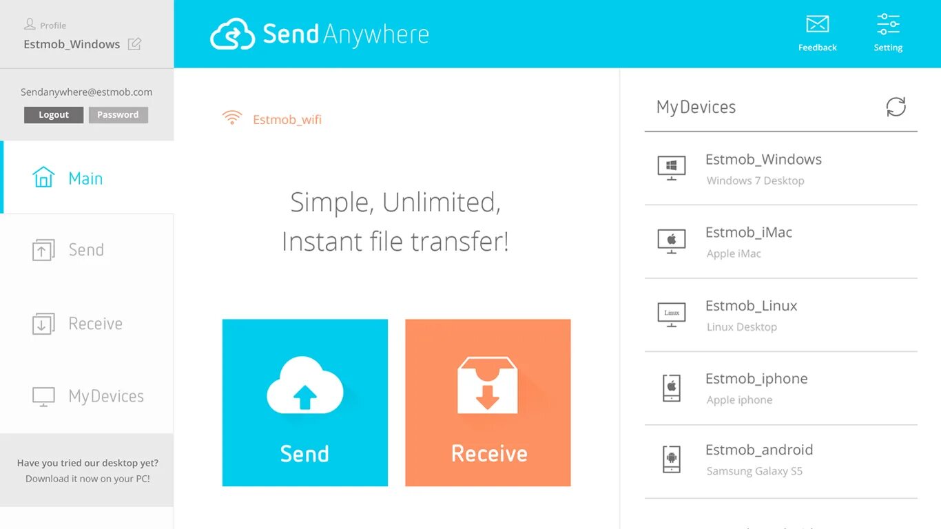 Has sent a file. Send anywhere как пользоваться. send files to tv.