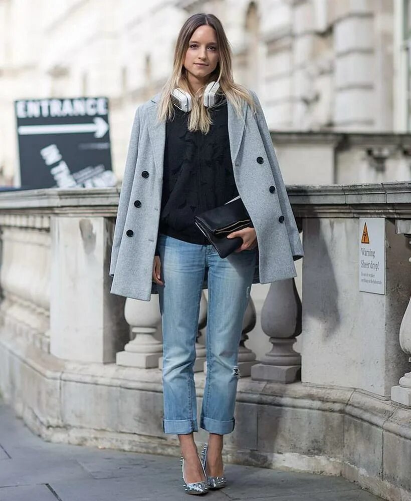 носят пальто с джинсами. пальто с джинсами. пальто с джинсами. широкие джинсы с пальто. осенний лук.