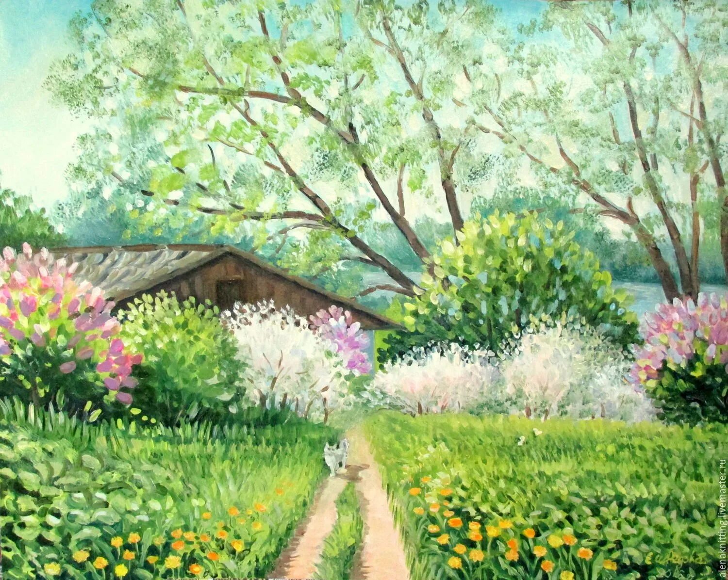 Цветущий сад живопись. Весенний пейзаж. Весенний сад картинки для детей