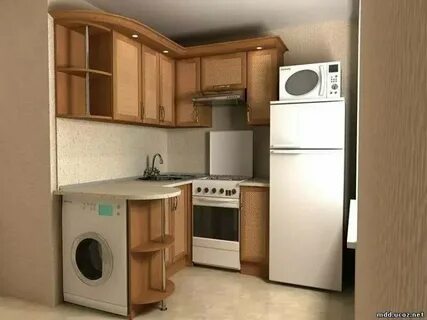 Кухни с холодильником и машинкой
