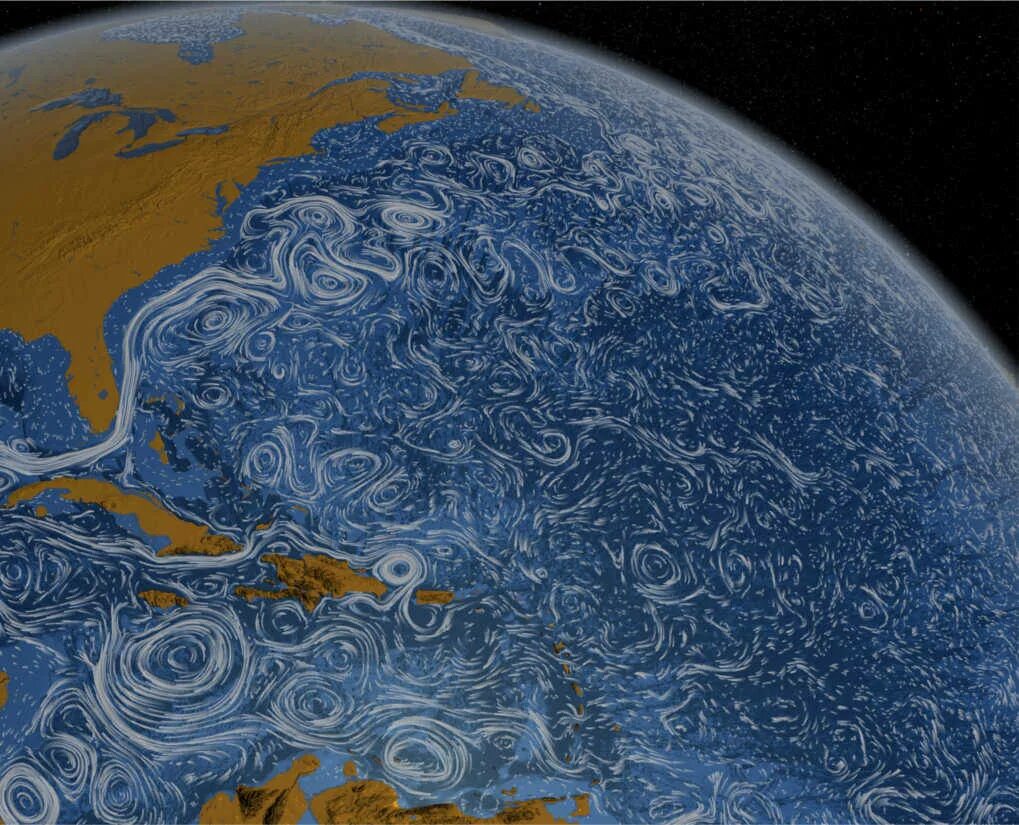 Самое мощное течение в мире. Океанические течения. Океаническая циркуляция. Исследование океанских течений. Течения из космоса.