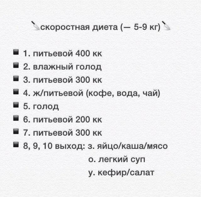 Питьевая диета на 3 дня