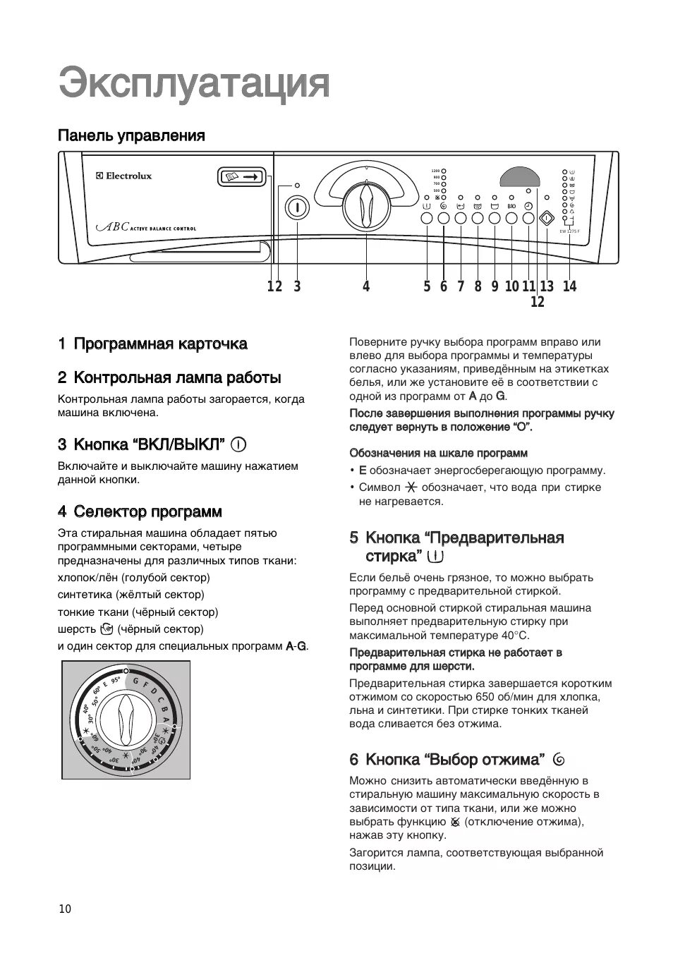 Как включить машину электролюкс