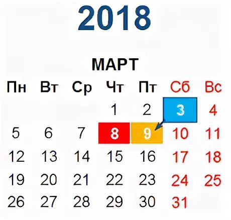 Даты март 2018 года