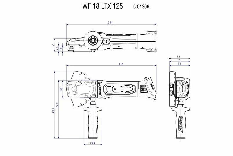 Ls ltx. УШМ аккумуляторная 18 в 125 мм WF 18 LTX 125 quick Metabo 601306890. Диаметр вала УШМ 125мм. Диаметр вала болгарки 125 мм. Размер болгарки 125мм.