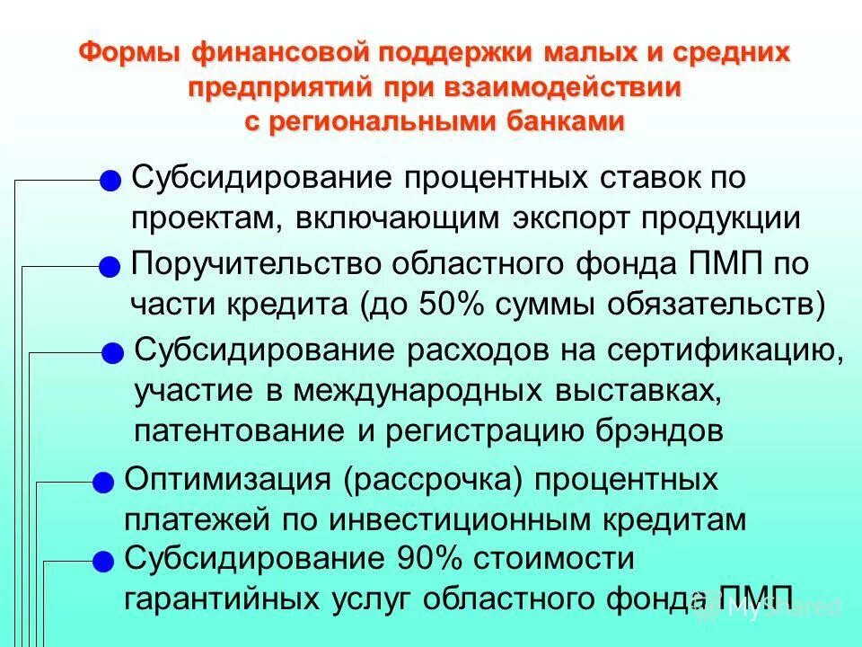 Формы финансовой поддержки. Виды финансовой поддержки. Иные формы финансовой поддержки.. Формы сотрудничества малых предприятий.