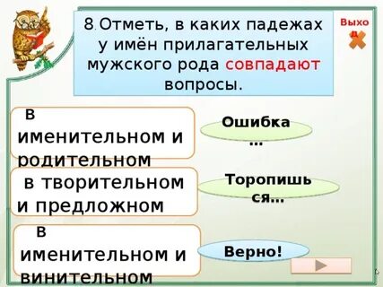 Винительный падеж прилагательных женского рода