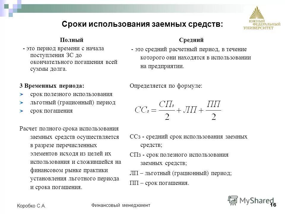 Срок использования ооо. Срок погашения заемных средств формула. Период возврата заемных средств формула. Источники собственного и заемного капитала для презентации. Средний срок использования заемных средств формула.