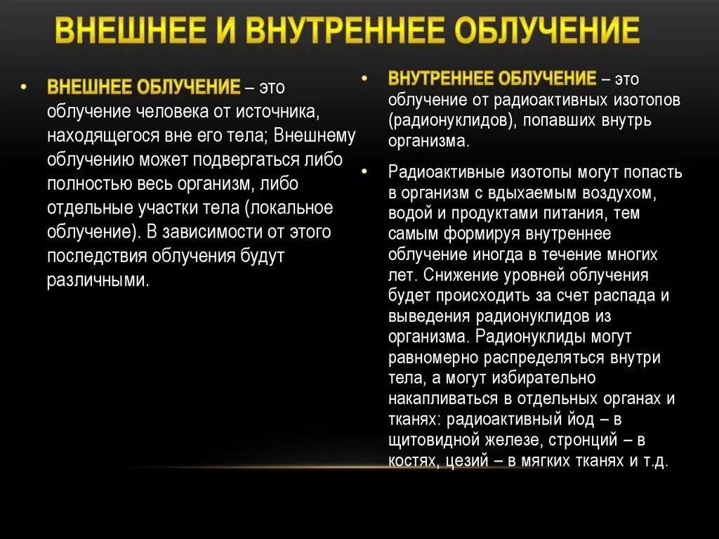 Внешнее и внутреннее облучение. Понятие внешнего и внутреннего облучения. Источники внешнего и внутреннего облучения. Внешняя и внутренняя радиация.