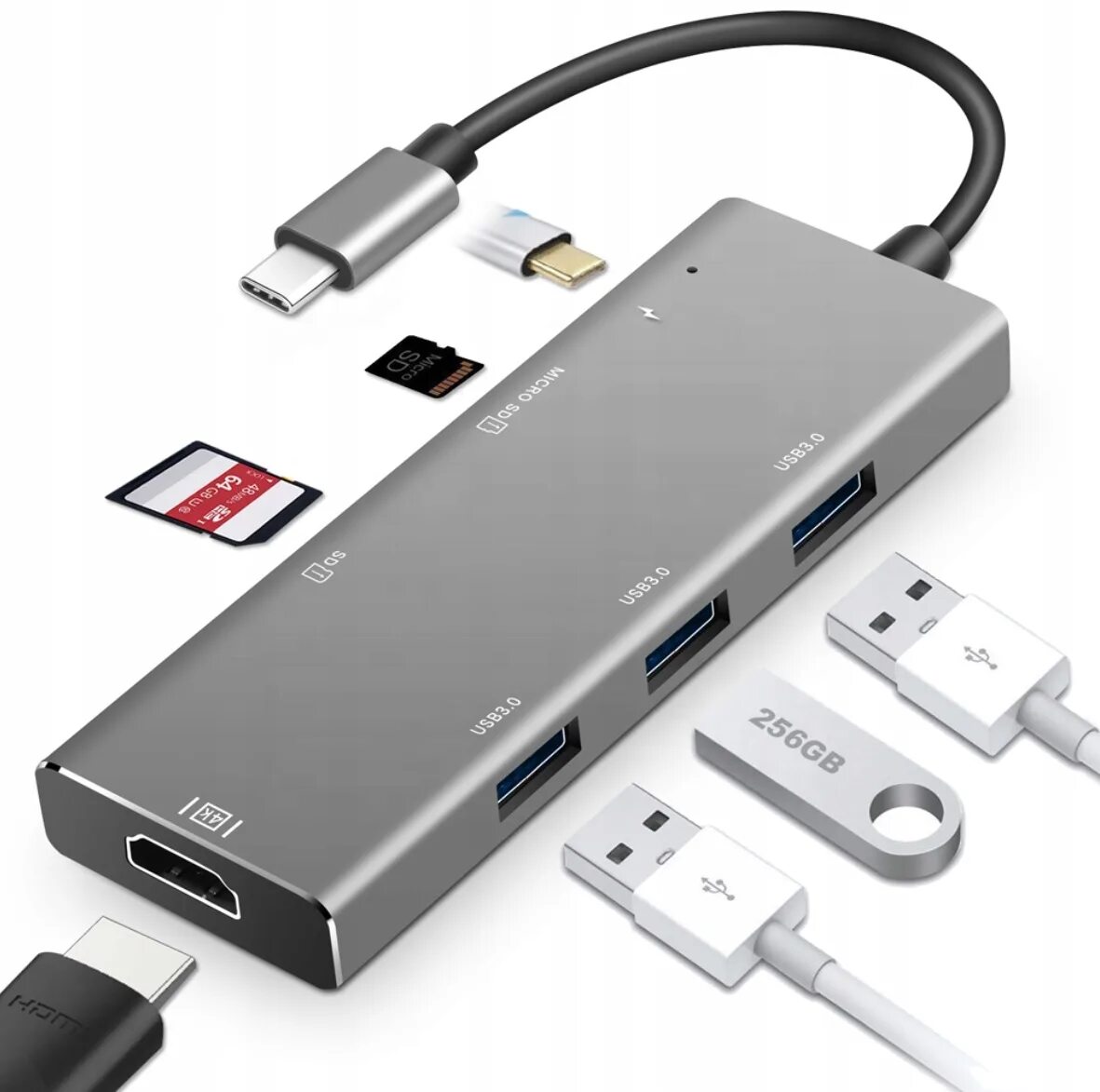 USB концентратор с HDMI И Type c. USB Type-c / Thunderbolt 3. Адаптер Thunderbolt 3 Type-c Hub.