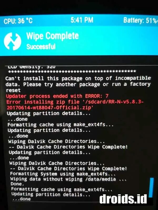 Install aborted